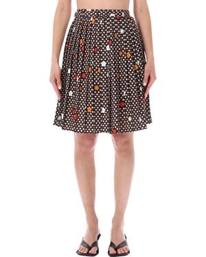 MM6 by Maison Margiela Pleated Floral Skirt - Black