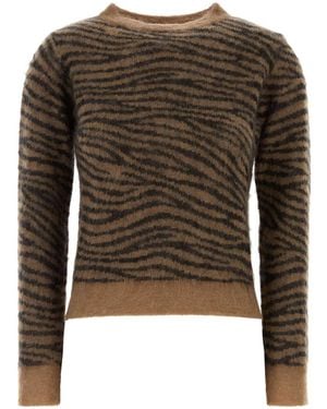 MM STUDIO Embroidered Nylon Blend Abadan Sweater - Brown