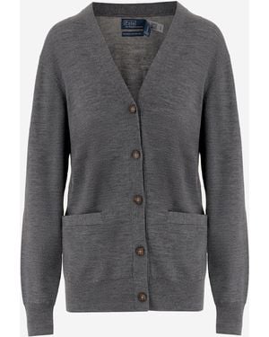 Polo Ralph Lauren Wool Cardigan With Pockets - Grey