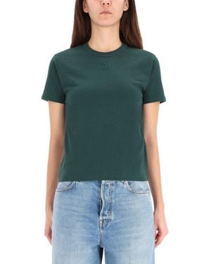 Gucci Cotton T-Shirt With Gg Incrocio Logo Detail - Green