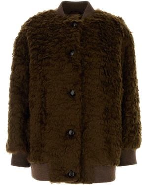 Weekend Teddy Agiate Bomber Jacket - Brown