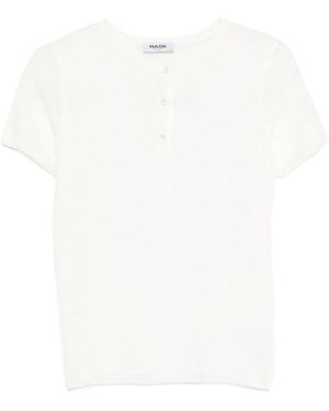 Base London Camiseta básica de mezcla de lino y algodón - Blanco