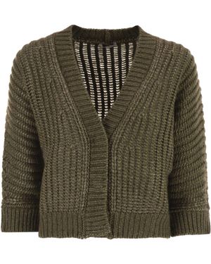 Peserico Wool And Alpaca Mesh Cardigan - Grün