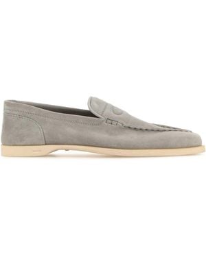 John Lobb Light Suede Pace Loafers - Grey