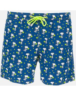 Mc2 Saint Barth Blau Gelb Snoopy Print Badehose