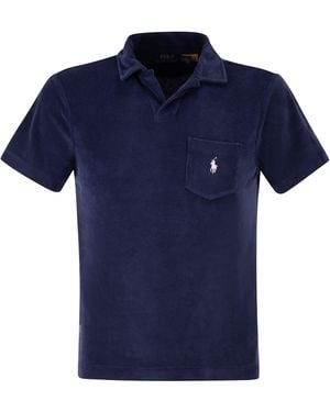 Polo Ralph Lauren Cotton Terry Polo Shirt With Embroidered Logo - Blue