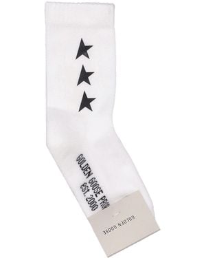 Golden Goose Star/Kindersocken Low Rib/Seitensterne Poly bedruckt - Weiß