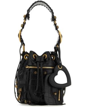 Balenciaga Black Leather Le Cagole Xs Bucket Bag
