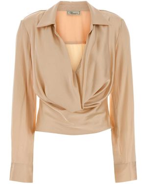 Blumarine Solid Satin Top - Natural