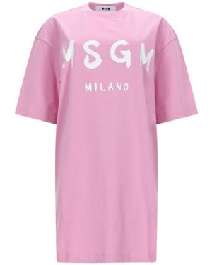 MSGM Abito T Shirt Con Logo - Pink