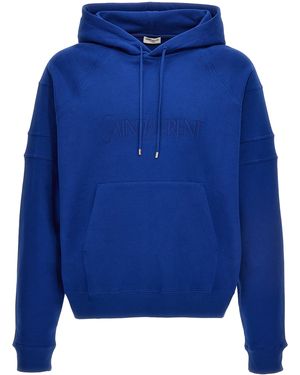 Saint Laurent Logo Bordery Soodie - Azul