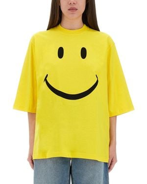 Moschino Relaxed Fit Cotton T-Shirt With Cheerful Graphic - Gelb