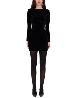 Self-Portrait Mini Velvet Dress - Black