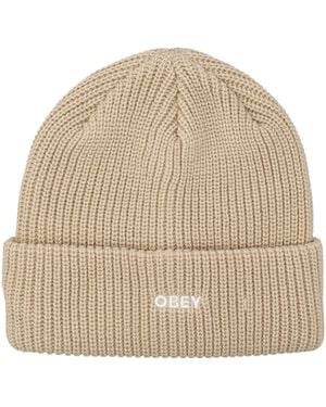 Obey Rib-Knit Future Mini Beanie With Embroidered Logo - Natural