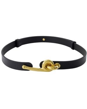 Burberry Schwarzes Leder Bridle Gürtel Griff