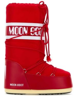 Moon Boot Nylon And Synthetic Leather Icon Boots - Red