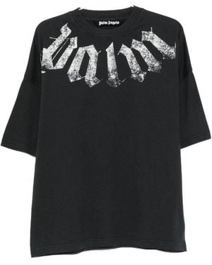 Palm Angels Logo Cototn T Shirt - Black