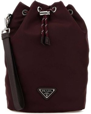 Prada Burgundy Fabric Clutch - Purple