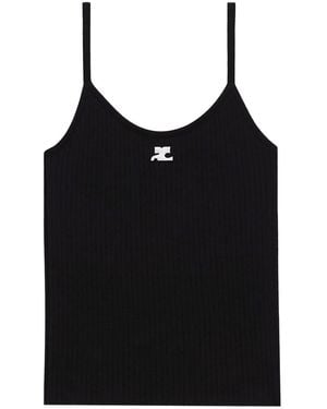 Courreges Logo Ribbed Tank Top - White
