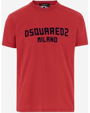 DSquared² Baumwoll -T -Shirt mit Logo - Rot