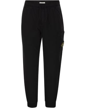 Stone Island Cotton Jogger Pants With Cargo Pocket And Compass Badge - Black