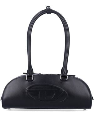 DIESEL 1Dr Dome Leather Shoulder Bag - Black