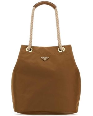 Prada Re-Nylon Large Mariner Bucket Bag - Brown