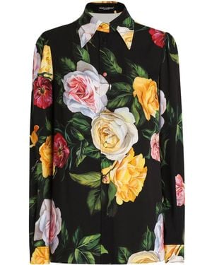 Dolce & Gabbana Floral Shirt - Zwart