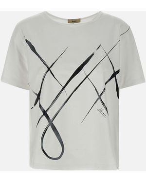 Herno Weißes Stretch-Jersey-T-Shirt - Grau