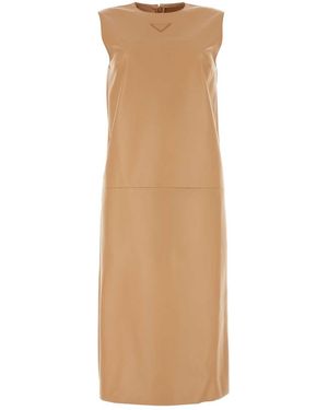 Prada Skin Nappa Leather Dress - Brown