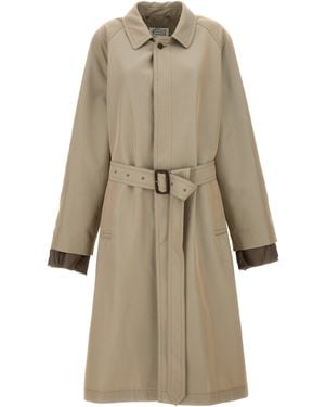 Maison Margiela Single-breasted Trench Coat Ivory In Cotton in