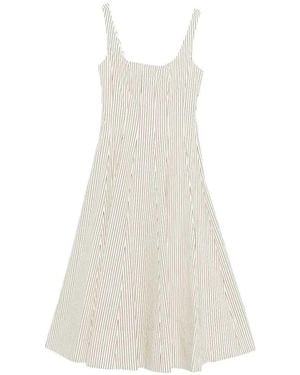 STAUD Gestreepte Midi-jurk - Wit