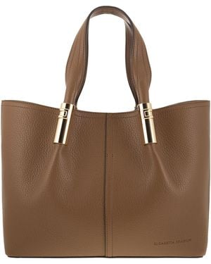 Elisabetta Franchi Medium Tote Bag With Logo Details - Brown