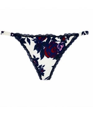 Laura Urbinati Slip Crêpe Chine Stretch Imprimé Blanc - Bleu