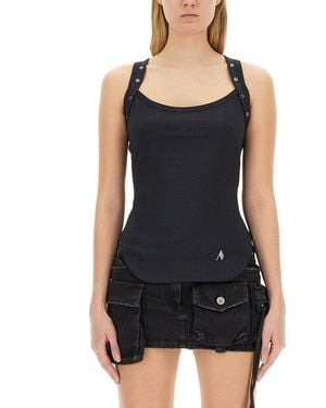 The Attico Cotton Logo Top - Black