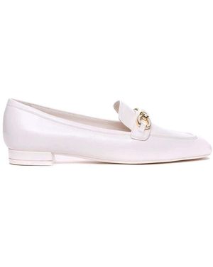 Stuart Weitzman Signature Square Lederen Loafers - Wit