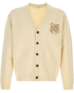 Maison Kitsuné Cream Wool Cardigan - Natural