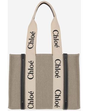 Chloé Woody Medium Tote Bag - Natural