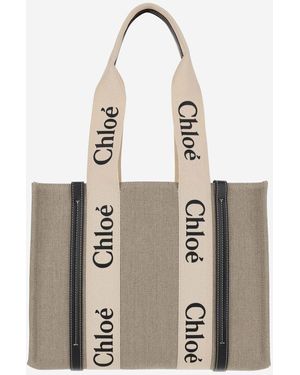 Chloé Woody Medium Tote Bag - Naturel