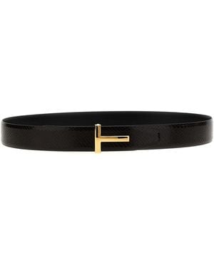 Tom Ford Logo reversibler Gürtel - Schwarz