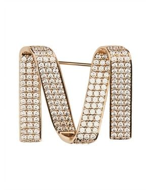 Max Mara Brooch With Logo Metal Brooches & Pins - White
