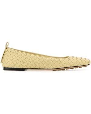 Bottega Veneta Ballerina Intreccio Sqaured Toe - Natural