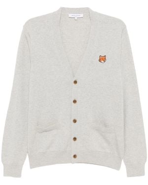 Maison Kitsuné Fox Head Merino Regular Cardigan - White