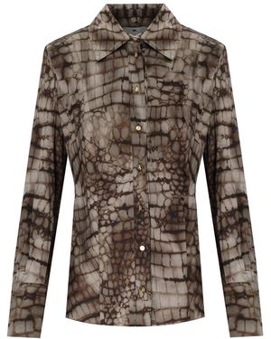 Elisabetta Franchi Alligator Print Shirt - Brown