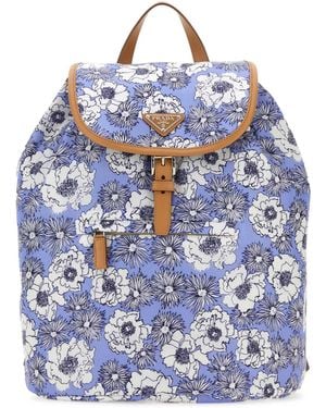 Prada Printed Re-Nylon Backpack - Blue