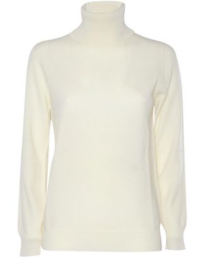 Kangra Cashmere Dolcevita Regular Fit Rasato Seamless - White