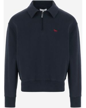 Maison Kitsuné Cotton Logo Sweater Organic - Blue