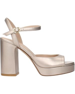 Stuart Weitzman Platform Heel Ankle Strap Sandal - Metallic