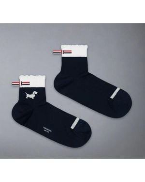 Thom Browne Hector Intarsia Pointelle Stitch Ronde Sokken Van Katoen Met Geschulpte Rand - Blauw
