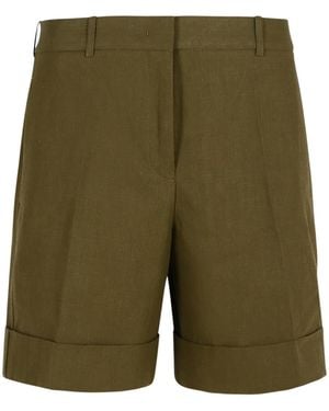 Jil Sander Green Leinen Shorts - Grün